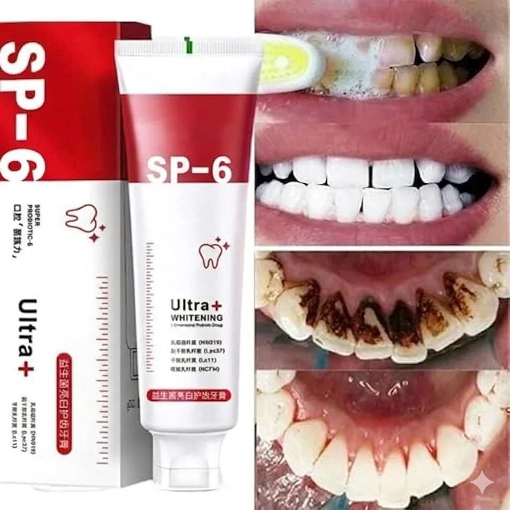 🦷 SP-6 Whitening Toothpaste | Probiotic Teeth Whitening for Stains, Bad Breath & Gum Health- ( Pack of 2)
