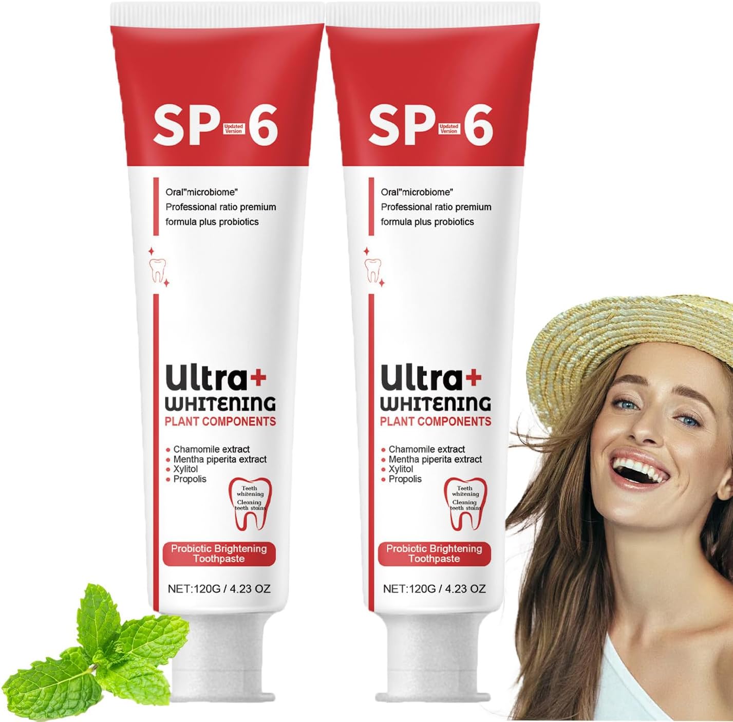 🦷 SP-6 Whitening Toothpaste | Probiotic Teeth Whitening for Stains, Bad Breath & Gum Health- ( Pack of 2)
